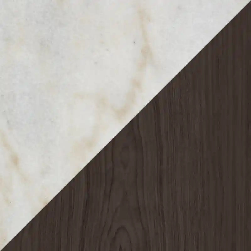 Table basse moderne de 48 pouces avec étagère – Plateau en marbre blanc avec cadre en platine brossé