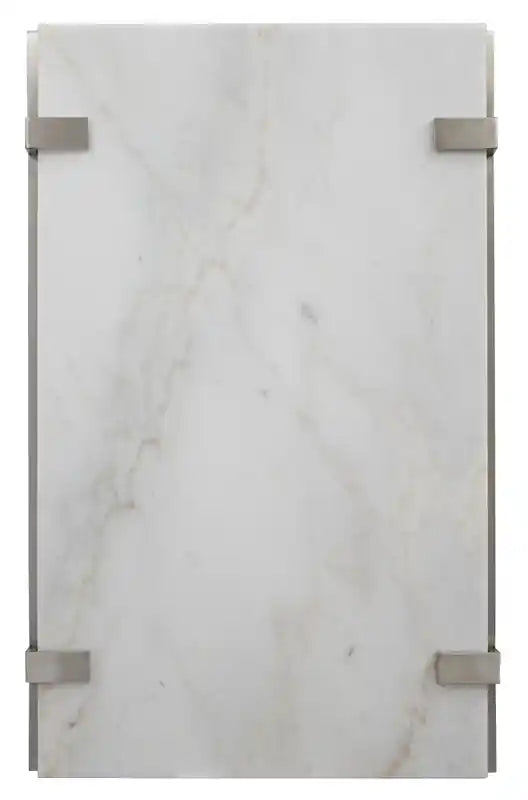 Table basse moderne de 48 pouces avec étagère – Plateau en marbre blanc avec cadre en platine brossé