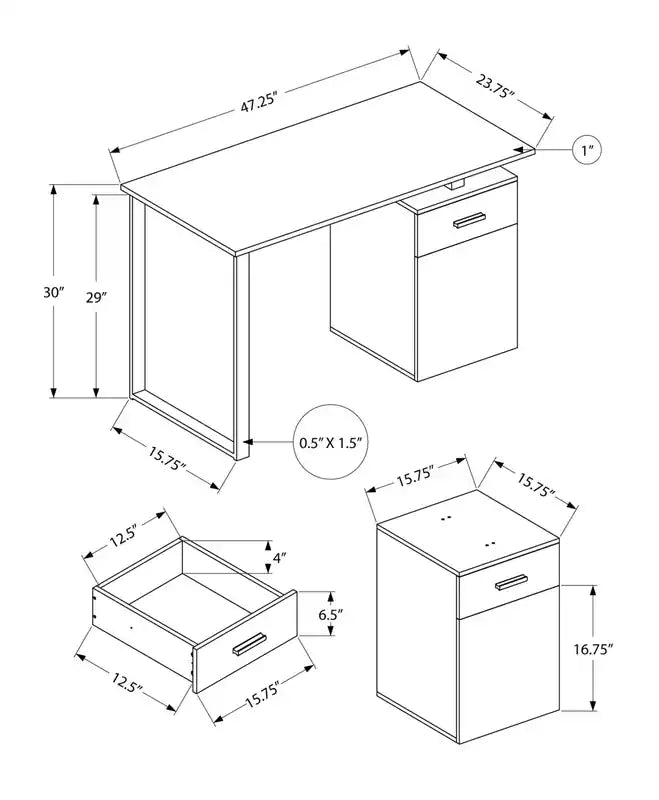 47.25 Bureau réversible avec tiroir et armoire