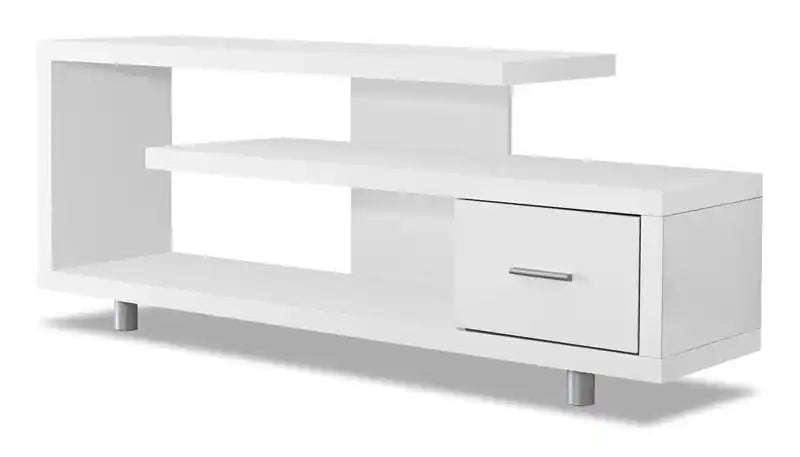 Rene 60 Modern TV Stand with Storage and Cable Management for TVs up to 65- White