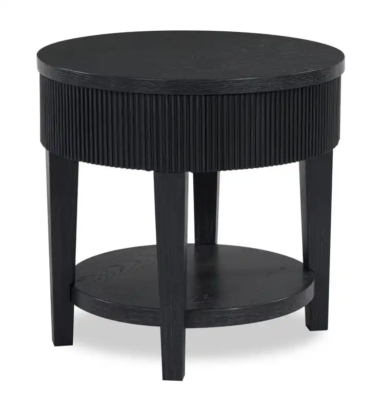 Sanford 24 Contemporary Round Solid Wood End Table with Storage
