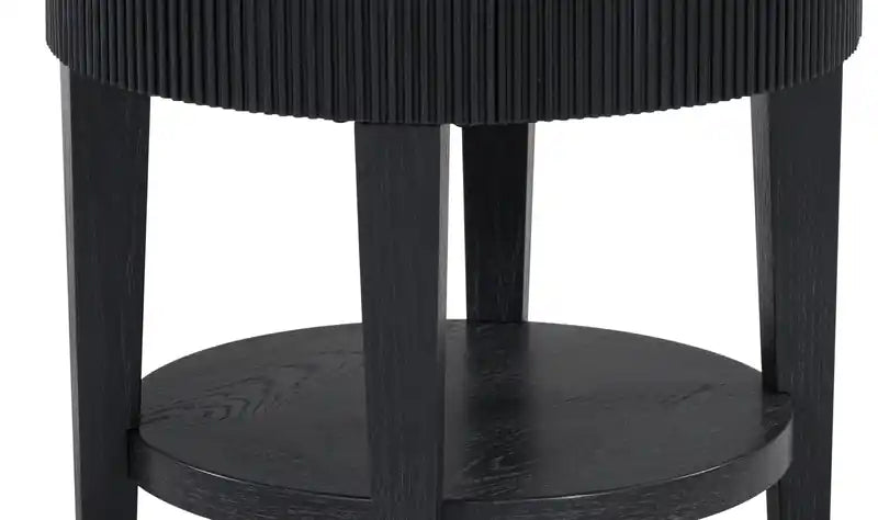 Table d'appoint contemporaine ronde en bois massif de 24 po avec rangement