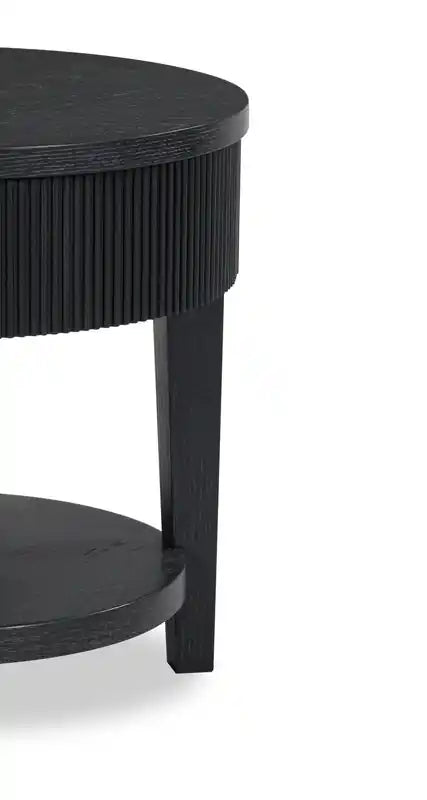 Table d'appoint contemporaine ronde en bois massif de 24 po avec rangement