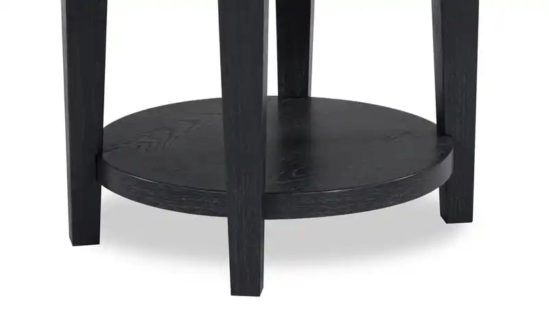 Table d'appoint contemporaine ronde en bois massif de 24 po avec rangement