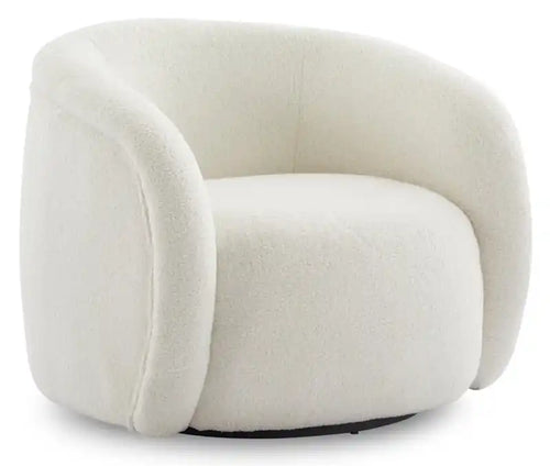 Solo 31.1 Sherpa Fabric Curved Accent Chair - Ice Cream