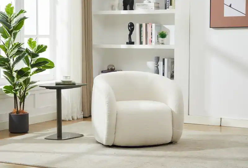 31.1 Fauteuil d'appoint incurvé en tissu Sherpa - Crème glacée