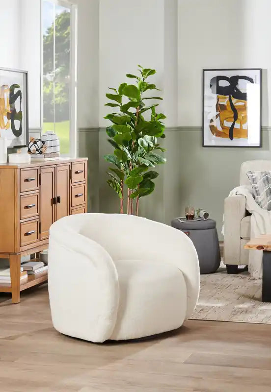31.1 Fauteuil d'appoint incurvé en tissu Sherpa - Crème glacée
