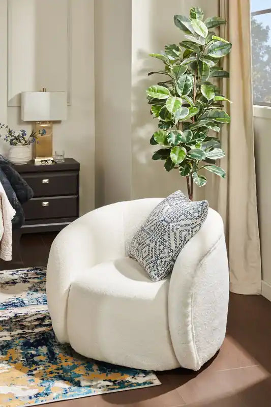31.1 Fauteuil d'appoint incurvé en tissu Sherpa - Crème glacée
