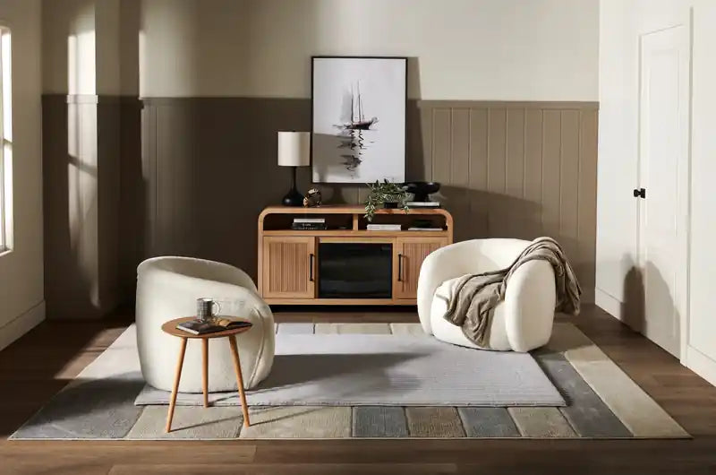 31.1 Fauteuil d'appoint incurvé en tissu Sherpa - Crème glacée