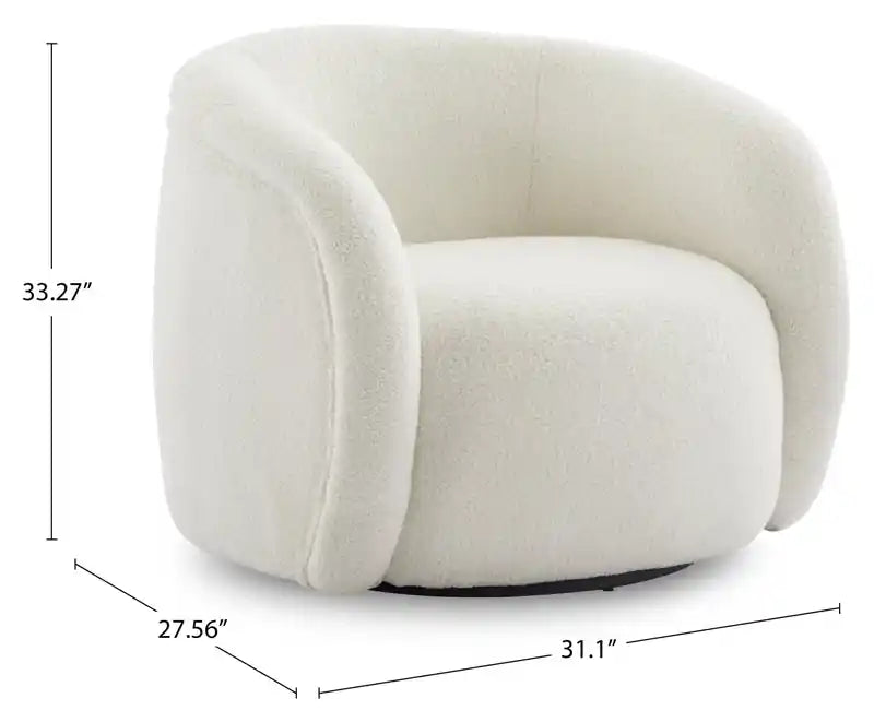 31.1 Fauteuil d'appoint incurvé en tissu Sherpa - Crème glacée