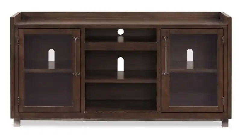 Meuble TV traditionnel de 70 po avec rangement et gestion des câbles pour téléviseurs jusqu'à 80 po - Brun