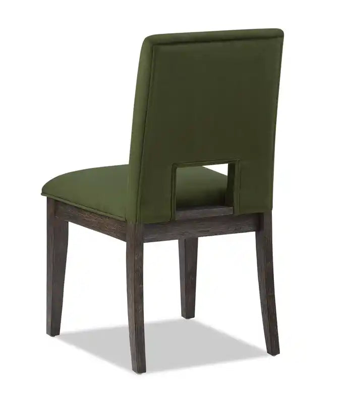 Chaise de salle à manger en tissu chenille - Vert et marron expresso