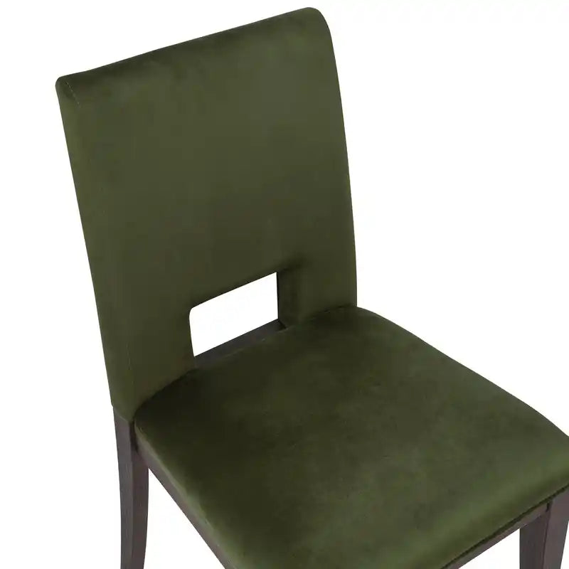 Chaise de salle à manger en tissu chenille - Vert et marron expresso