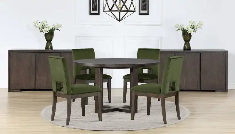 Chaise de salle à manger en tissu chenille - Vert et marron expresso